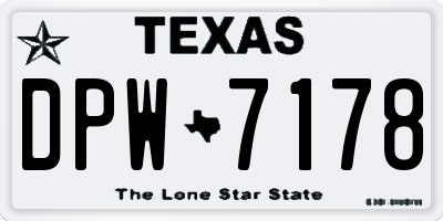 TX license plate DPW7178