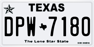 TX license plate DPW7180