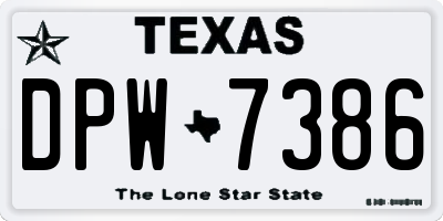 TX license plate DPW7386