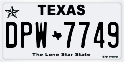 TX license plate DPW7749