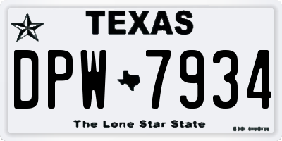 TX license plate DPW7934