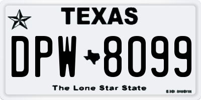 TX license plate DPW8099