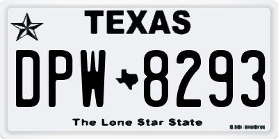 TX license plate DPW8293