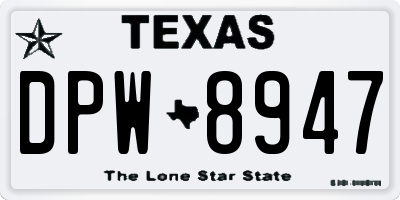 TX license plate DPW8947