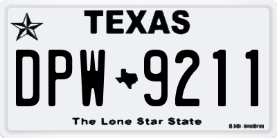 TX license plate DPW9211