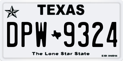 TX license plate DPW9324