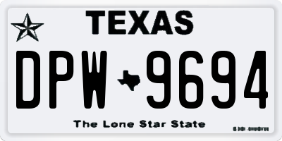 TX license plate DPW9694