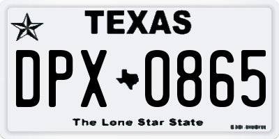 TX license plate DPX0865