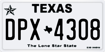 TX license plate DPX4308