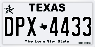 TX license plate DPX4433