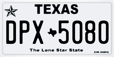 TX license plate DPX5080