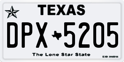 TX license plate DPX5205