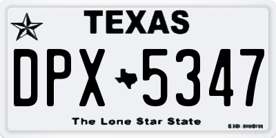 TX license plate DPX5347