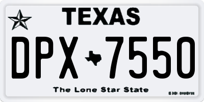 TX license plate DPX7550