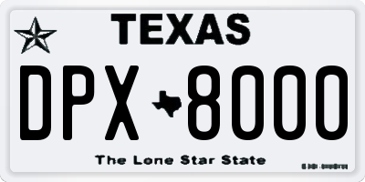 TX license plate DPX8000