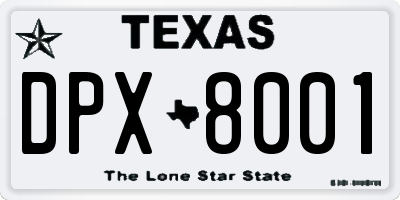 TX license plate DPX8001