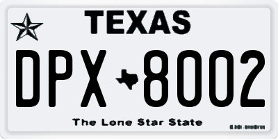 TX license plate DPX8002