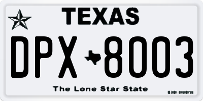 TX license plate DPX8003