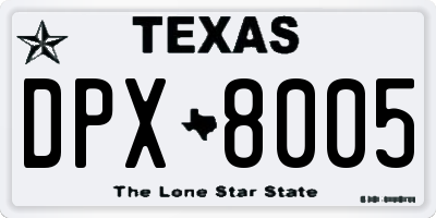 TX license plate DPX8005