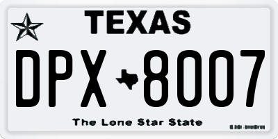 TX license plate DPX8007