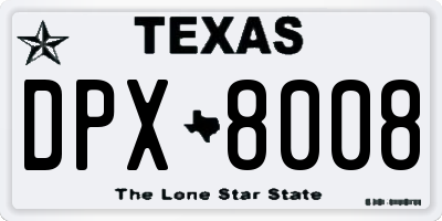 TX license plate DPX8008