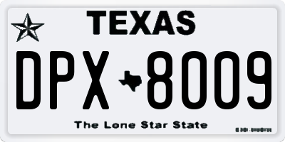 TX license plate DPX8009