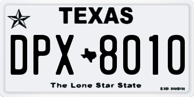 TX license plate DPX8010