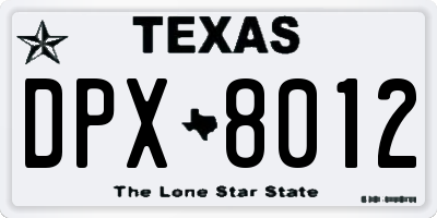 TX license plate DPX8012