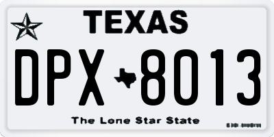 TX license plate DPX8013