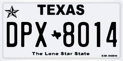 TX license plate DPX8014