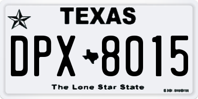 TX license plate DPX8015