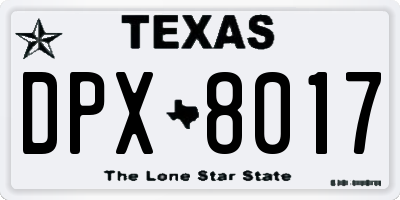 TX license plate DPX8017