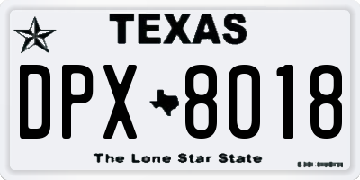 TX license plate DPX8018