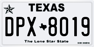 TX license plate DPX8019