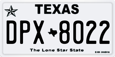 TX license plate DPX8022