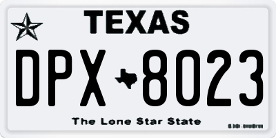 TX license plate DPX8023