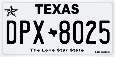 TX license plate DPX8025