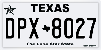 TX license plate DPX8027