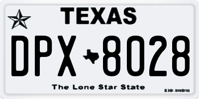 TX license plate DPX8028