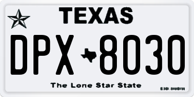 TX license plate DPX8030