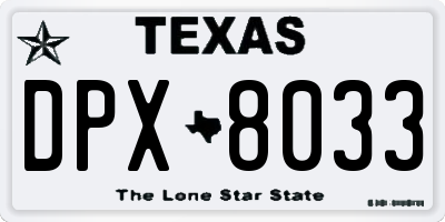 TX license plate DPX8033