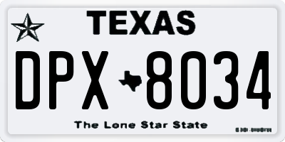 TX license plate DPX8034