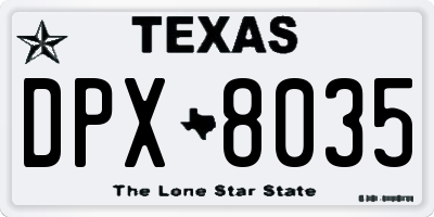 TX license plate DPX8035