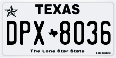 TX license plate DPX8036