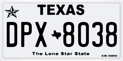 TX license plate DPX8038