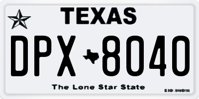 TX license plate DPX8040