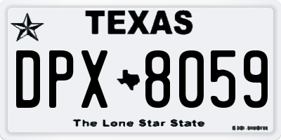 TX license plate DPX8059