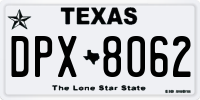 TX license plate DPX8062