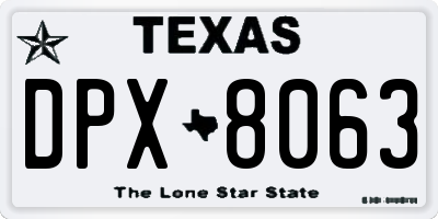 TX license plate DPX8063