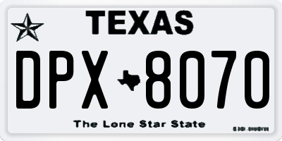 TX license plate DPX8070